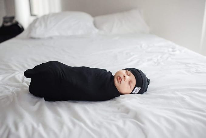 Copper Pearl Baby Beanie Hat Top Knot Stretchy Sof Midnight - Image 4