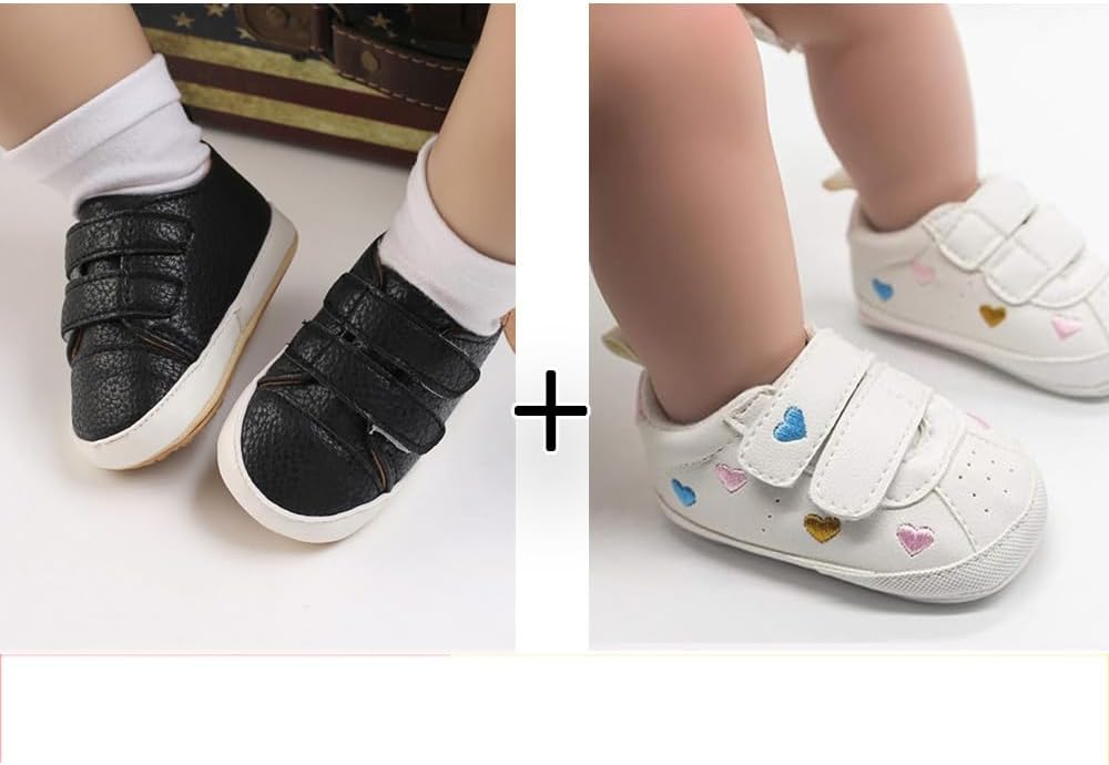 2Pairs Baby Shoes, Boys Girls Non-Slip Rubber Sole Sneakers, Unisex Infant Soft - Image 3