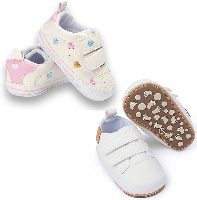 2Pairs Baby Shoes, Boys Girls Non-Slip Rubber Sole Sneakers, Unisex Infant Soft - Image 5