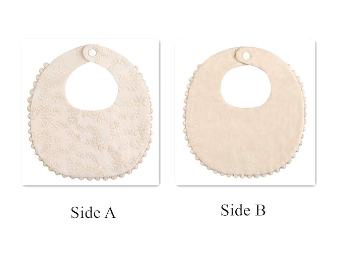 GZMM Baby Bib For Girls, Reversible Waterproof Handmade Natural Cotton Baby - Image 7