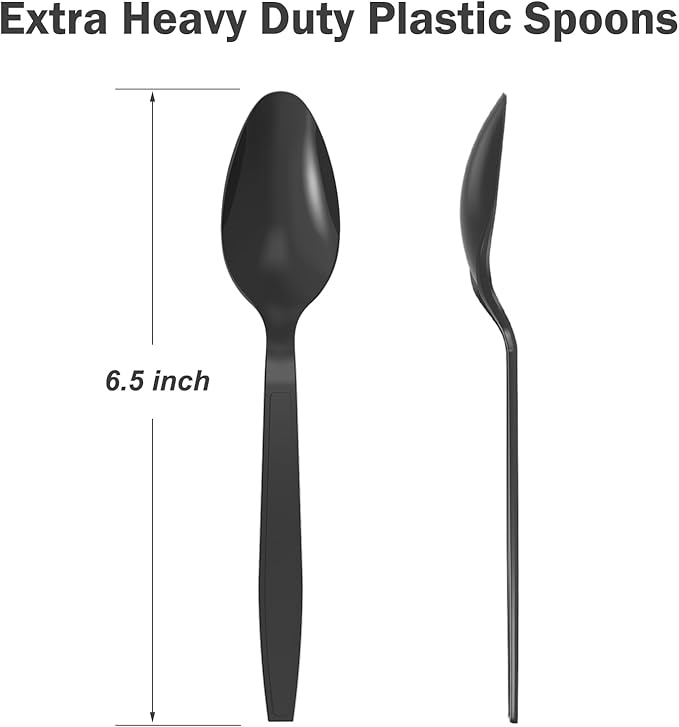 360 Count Black Plastic Spoons Disposable, Heat Resistant, Solid and Durable - Image 3