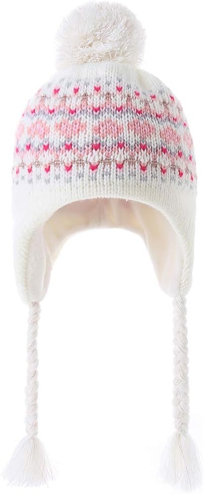 Moon Kitty Girls Knit Hats Winter Fleece Lining Skiing Winter Caps - Image 2