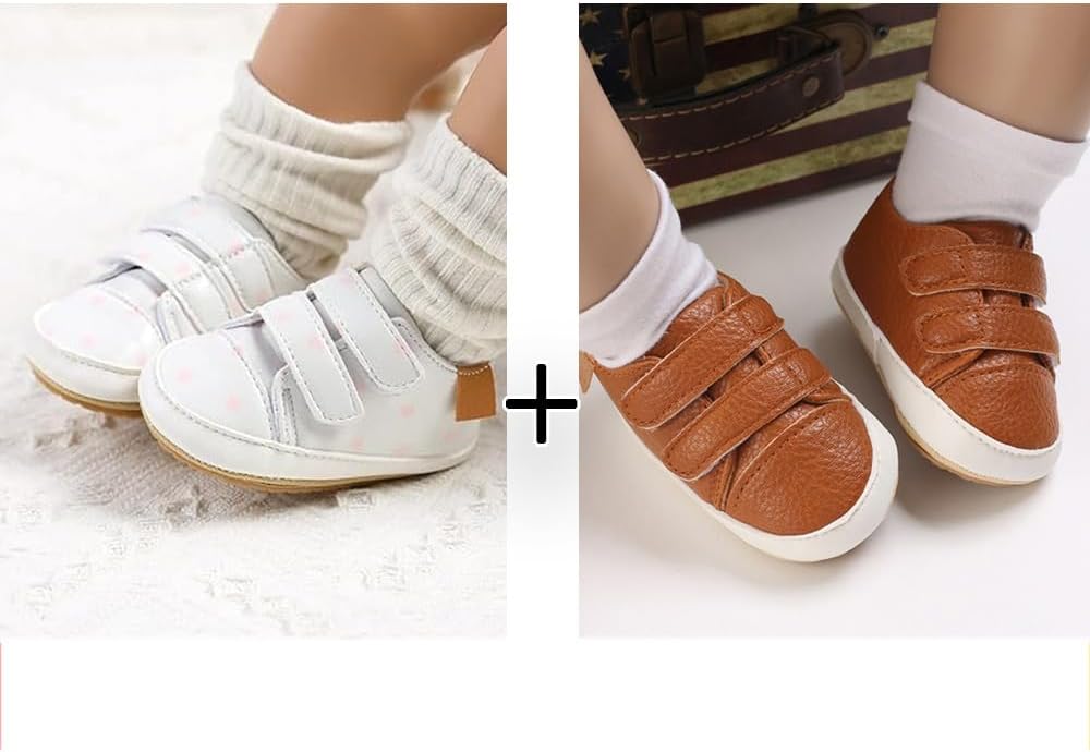 2Pairs Baby Shoes, Boys Girls Non-Slip Rubber Sole Sneakers, Unisex Infant Soft - Image 2