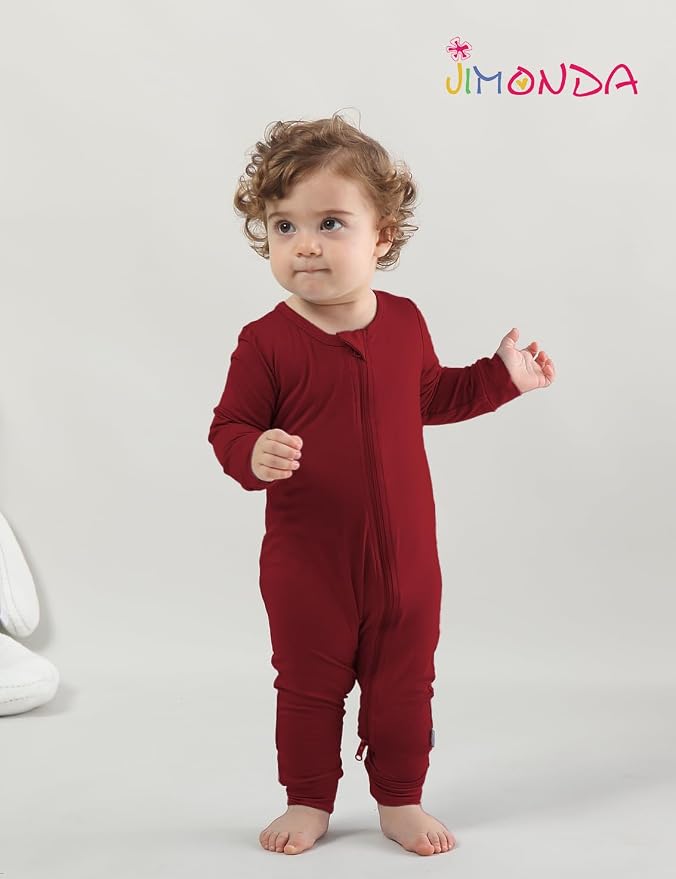 Jimonda Baby Footless Pajamas, Two Zip Closure Long Sleeve Romper, Infant - Image 4