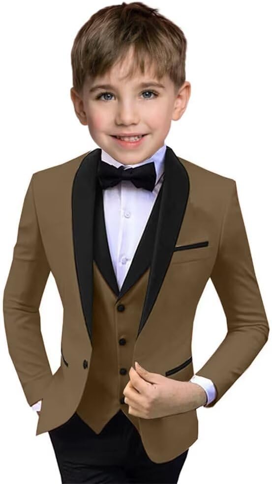 Boys Suit 3 Piece Ring Bearer Suit Kids Formal Jacket Vest Pants Suits Wedding by Unknown
