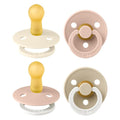 BIBS Colour Soother 4-Pack | BPA Free Dummy Pacifier | Round Nipple | Natural by BIBS