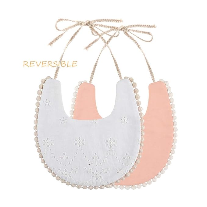 GZMM Baby Bib For Girls, Reversible Waterproof Handmade Natural Cotton Baby - Image 4