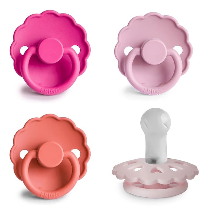FRIGG SilkySoft Silicone Baby Pacifier 4-Pack Rosy Romance | Made in Denmark | by mushie