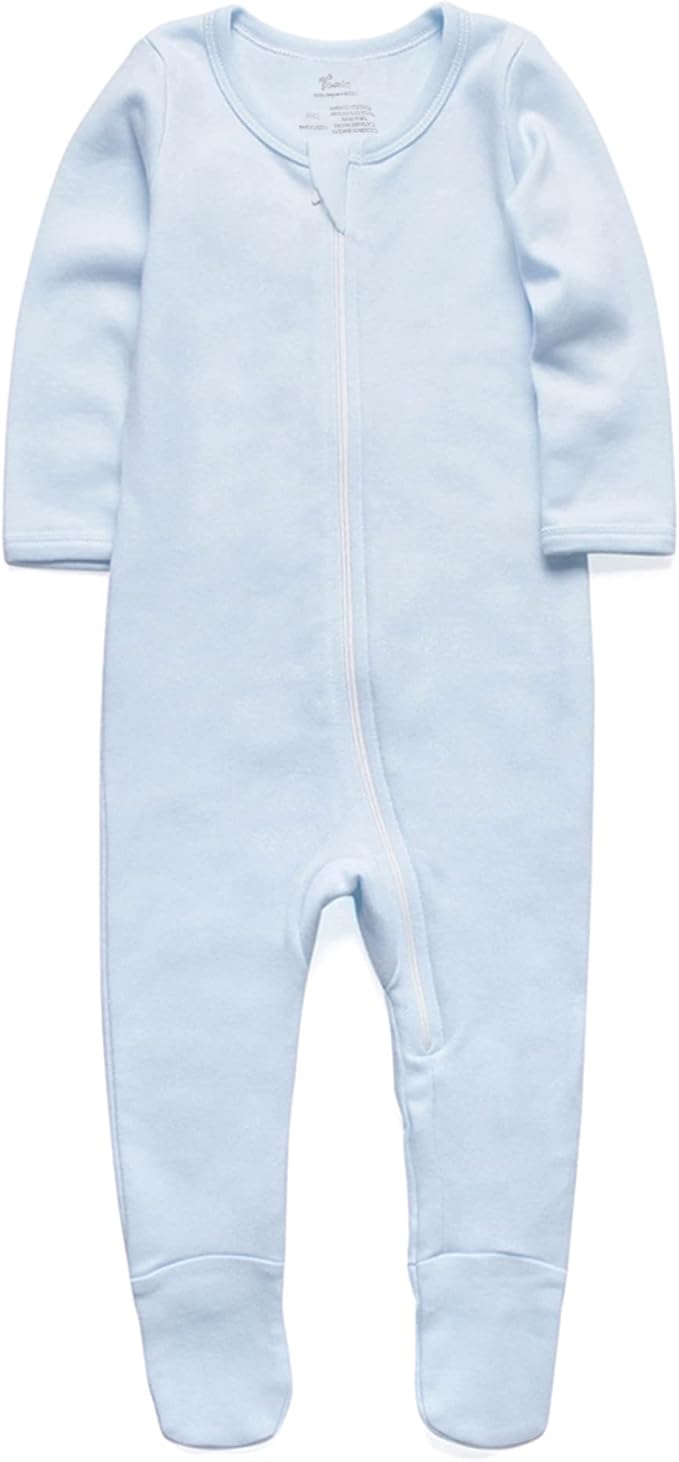 O2 BABY Baby Boys Girls Organic Cotton Zip-Front Sleeper Pajamas, Footed Sleep by O2BABY