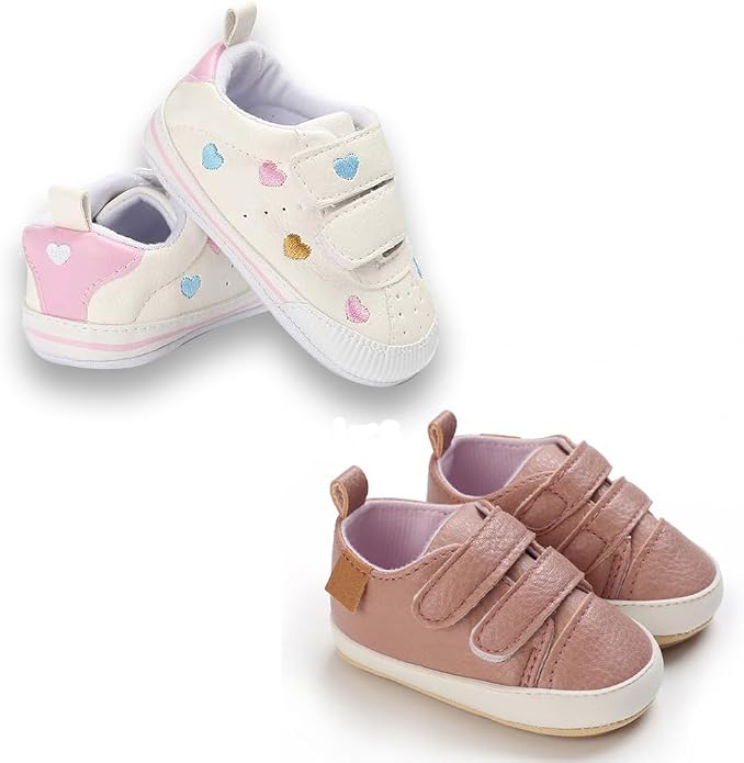 2Pairs Baby Shoes, Boys Girls Non-Slip Rubber Sole Sneakers, Unisex Infant Soft - Image 5