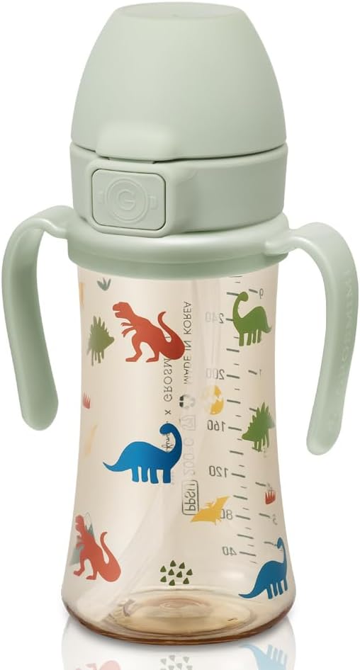 GROSMIMI Flip Top Spill Proof Sippy Cup, BPA Free, 10 oz, Stage 2 Straw - Image 3