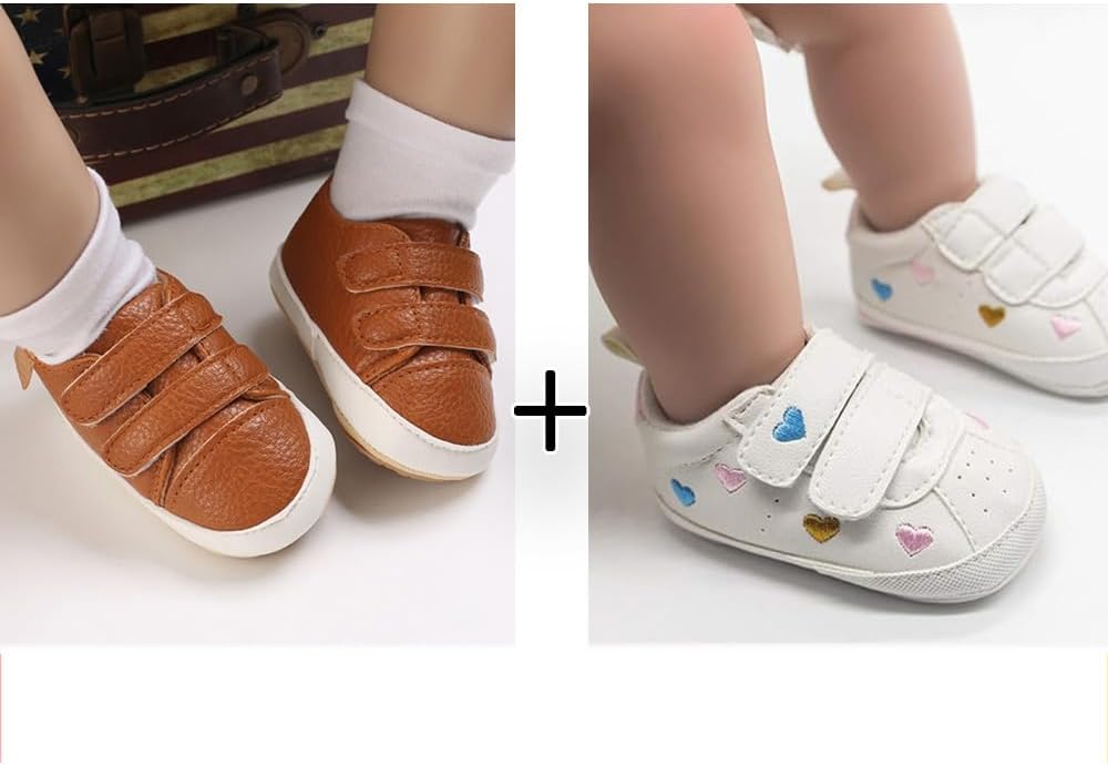 2Pairs Baby Shoes, Boys Girls Non-Slip Rubber Sole Sneakers, Unisex Infant Soft - Image 3