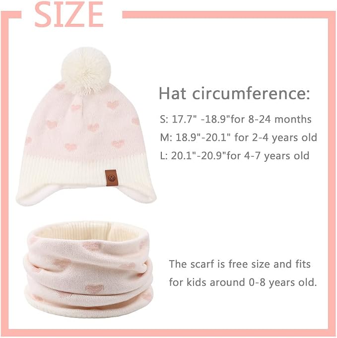JANGANNSA Knitted Baby Hat Scarf Set Winter Warm Boys Girls Beanie Fleece - Image 6