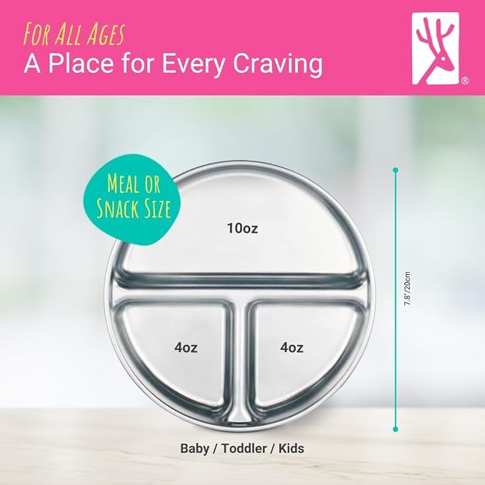 Stainless Steel Divided Plates + Silicone Sleeve and Storage Lid | Baby - Image 4