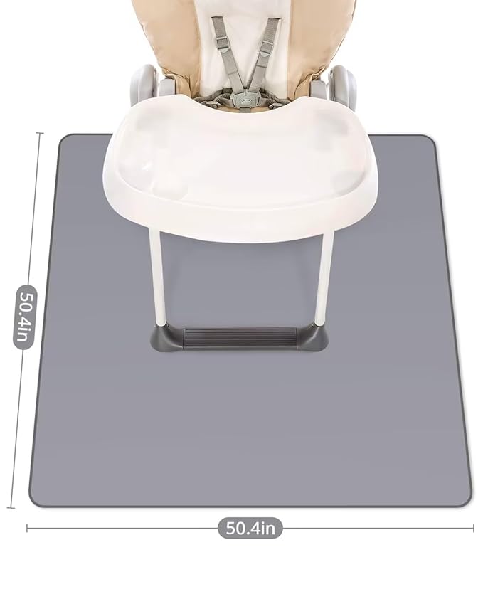 Blissful Diary Baby Splat Mat for Under High Chair, 50.4 x 50.4 Inch Wipeable - Image 3