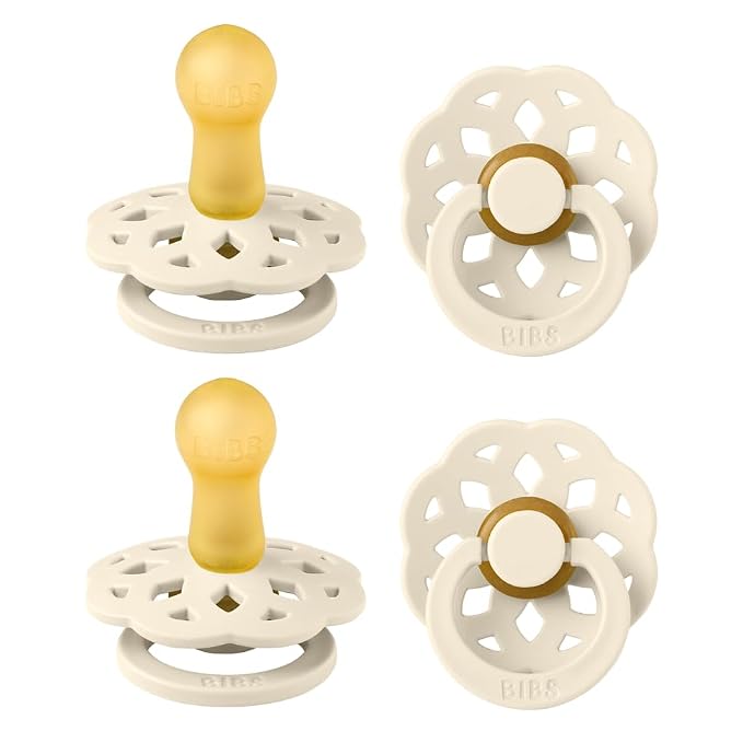 BIBS Boheme Pacifier 4-Pack. BPA Free Dummy Pacifier, Round Nipple. Natural by BIBS