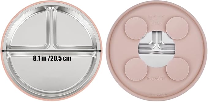 PandaEar Stainless Steel Baby Feeding Set | 2 Divided Suction Plates, 2 - Image 6