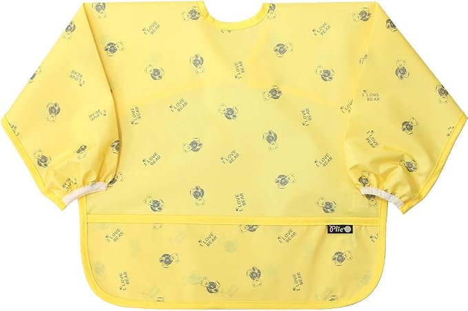 Long Sleeve Waterproof Bib for Toddlers – Feeding Smock for Baby Mealtime by Plie