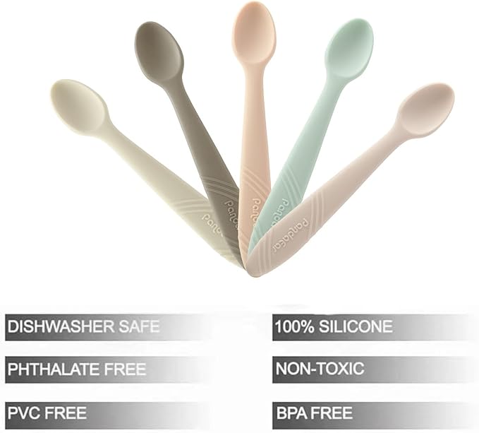 PandaEar 5 Pack Silicone Baby Spoons Self Feeding 4 6 Months, Baby Food Feeding - Image 2