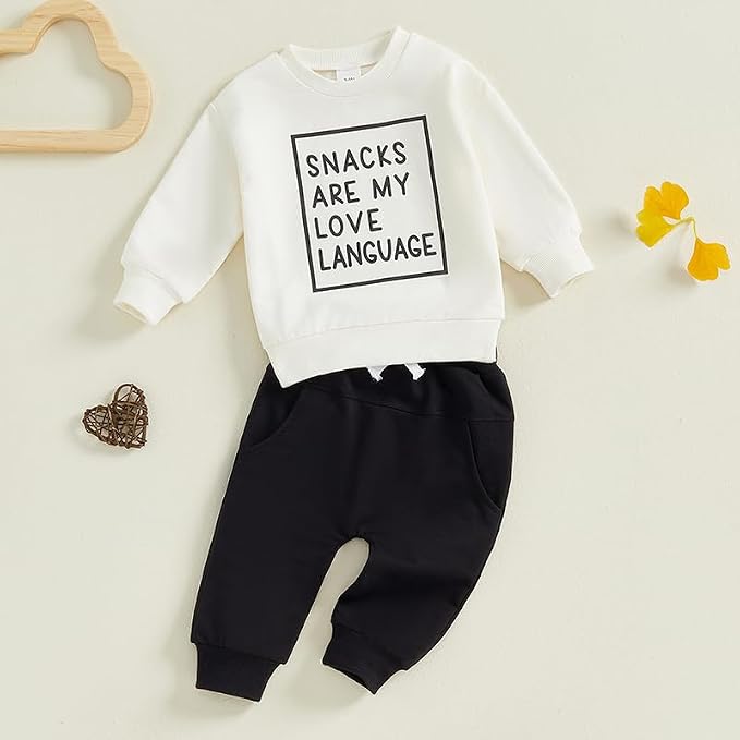 Toddler Baby Boy Fall Winter Outfit Long Sleeve Letter Print Sweatshirts and - Image 2