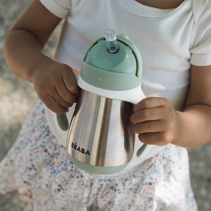 Beaba Stainless Steel Straw Sippy Cup, Insulated Toddler Cups Spill Proof - Image 7