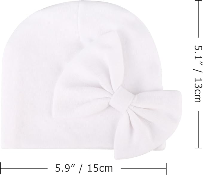 BQUBO Newborn Baby Girls Hats Mittens Set Hospital Hat Beanie Infant Bow Hats - Image 4