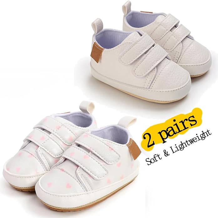 2Pairs Baby Shoes, Boys Girls Non-Slip Rubber Sole Sneakers, Unisex Infant Soft - Image 4