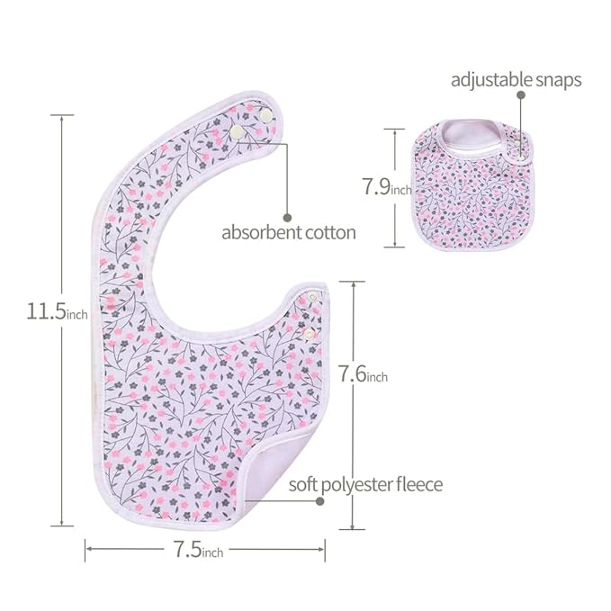 7 Pack Baby Cotton Absorbent Bibs - Image 2