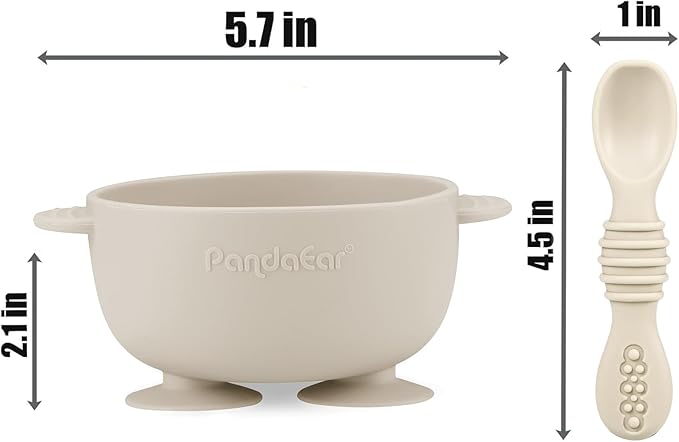 PandaEar 3 Pack Silicone Suction Baby Bowls & 3 Baby Feeding Spoons | Non-Slip - Image 3