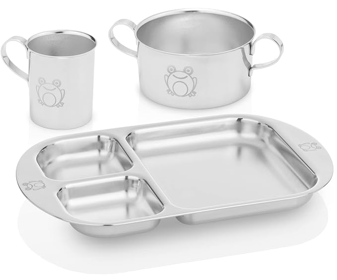 Children's Premium Stainless Steel Dinnerware Set | 1 Bowl by Kiddobloomchildrensproductstoinspirehope