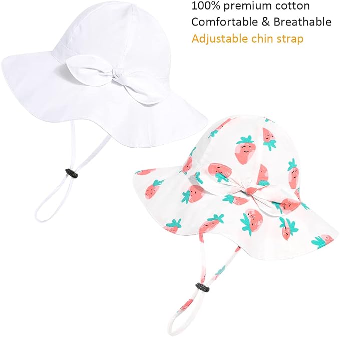 Baby Girl Sun Hat with UPF 50+ Outdoor Adjustable Beach Hat with Wide Brim - Image 2