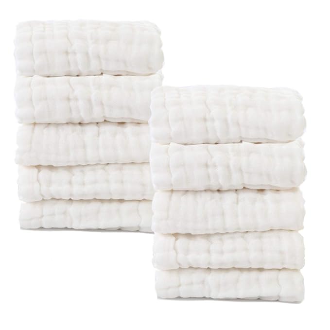 Baby Muslin Washcloths- Natural Cotton Wipes by MUKIN