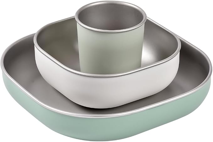 BEABA Stainless Steel Meal Set | Microwave and Oven Safe | Baby Plates Baby by BEABAUSA