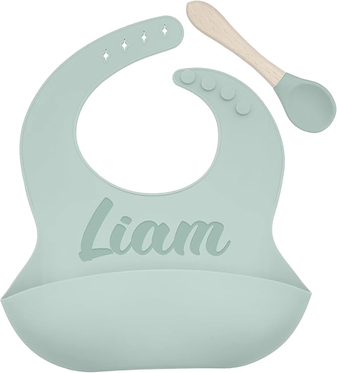 Personalized Silicone Bib and Spoon Set by MerchSalad--