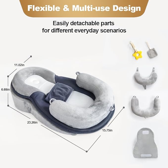Baby Feeding Pillow, Anti Overflow Breastfeeding Pillow, Tummy Time Mat & Baby - Image 6