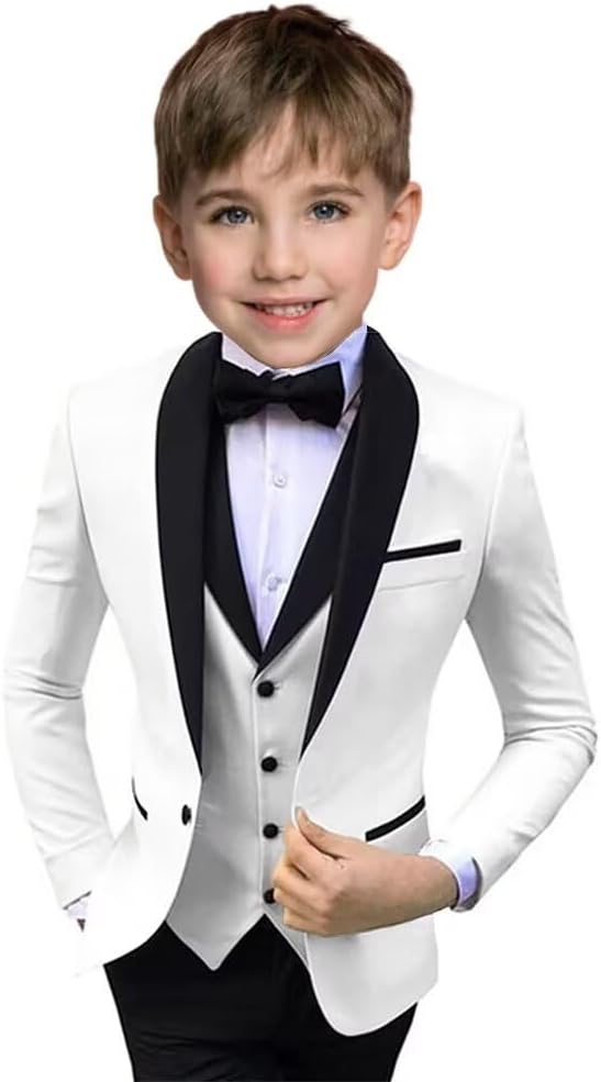 Boys Suit 3 Piece Ring Bearer Suit Kids Formal Jacket Vest Pants Suits Wedding by Unknown