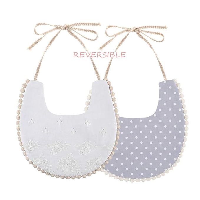 GZMM Baby Bib For Girls, Reversible Waterproof Handmade Natural Cotton Baby - Image 7