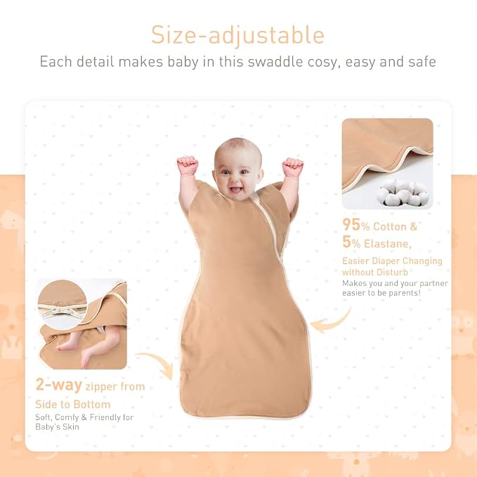 Premium Soft Cotton Swaddle Blanket Sleep Sack Arms Up Design 2 Packs 3-6 Months - Image 5