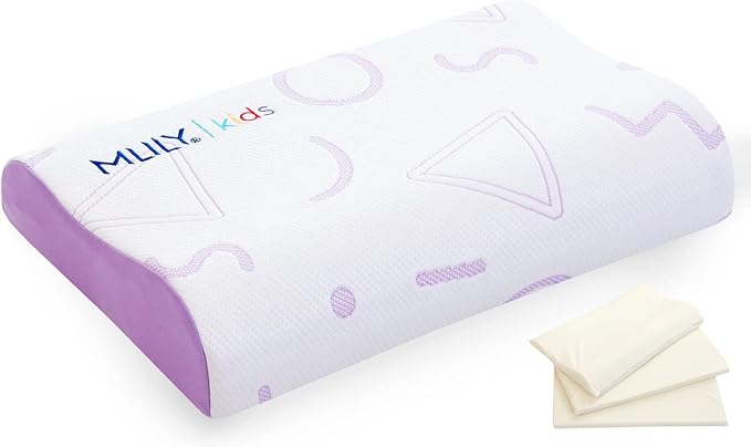 MLILY Kids Pillow for Sleeping, Adjustable Kids Memory Foam Pillow for Bed Set by MLILY