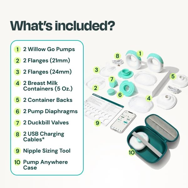 Willow Go - Wearable Breastfeeding Pump and Teal Case - Hands Free Breast Pump - Image 7