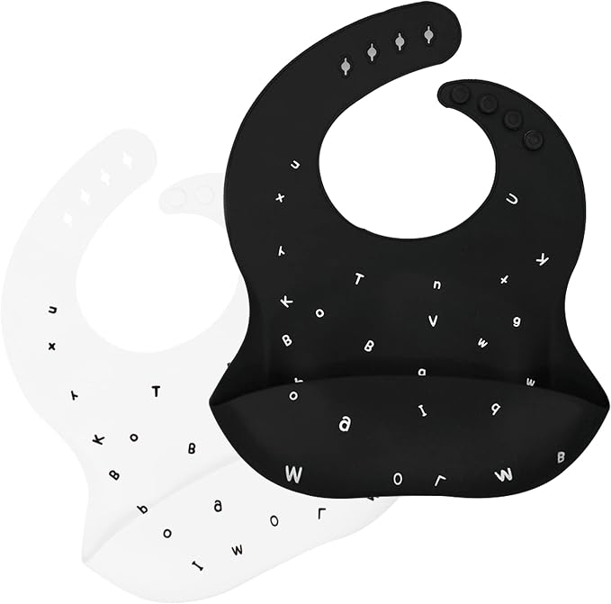 Silicone Bibs for Babies and Toddlers 2 Sets Feeding Bibs for Boy and Girl by Eimmabey