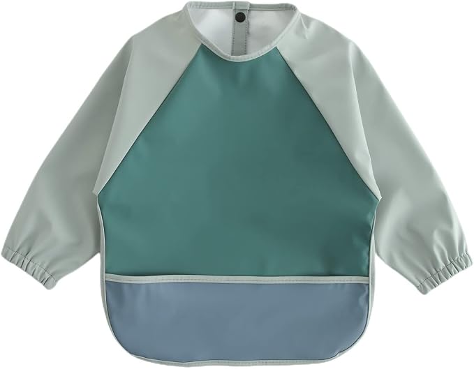 GZMM Waterproof Baby Bibs, Infant Toddler Long Sleeve Feeding Bib by GZMM