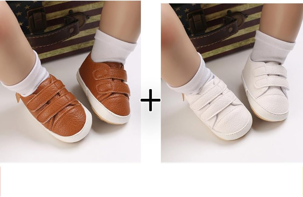 2Pairs Baby Shoes, Boys Girls Non-Slip Rubber Sole Sneakers, Unisex Infant Soft - Image 2