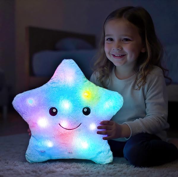 Cuteoy 13“ Musical Blue Star Plush Pillow Glowing Twinkle Night Light Stuffed - Image 2