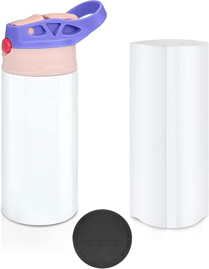Kids Sublimation Tumbler, 12oz Sublimation Water Bottle Blanks, Straight by XccMe