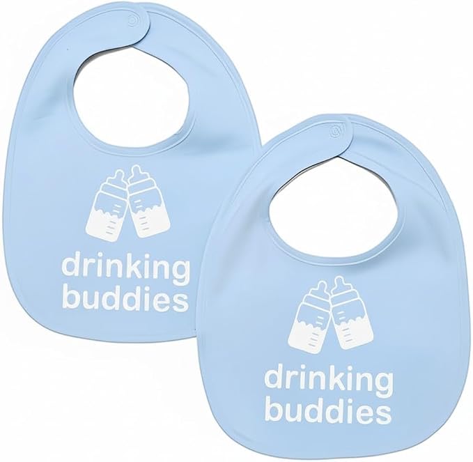 100% Cotton Drinking Buddies Twin Bibs Cute & Practical Unisex Bibs by TWINSTUFF