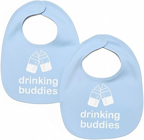 100% Cotton Drinking Buddies Twin Bibs Cute & Practical Unisex Bibs by TWINSTUFF
