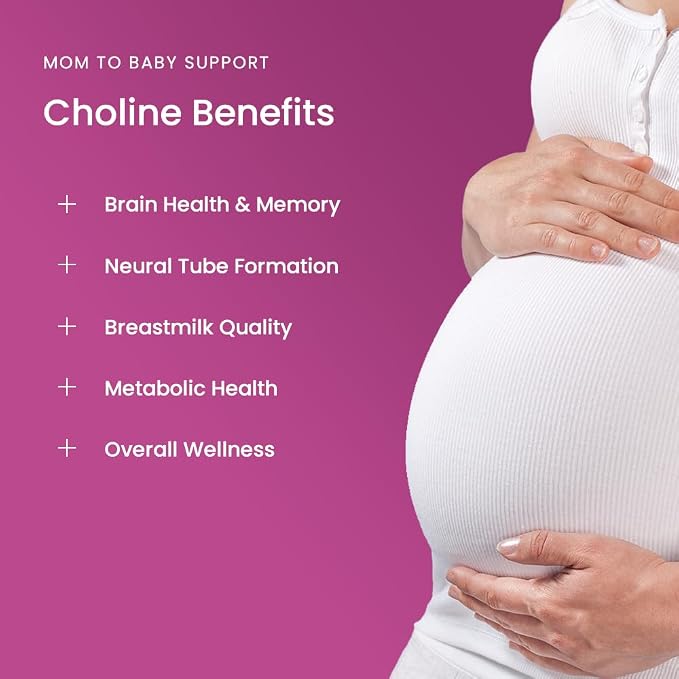 Prenatal Choline Supplements 550mg | 120 Capsules | Supports Baby’s Brain - Image 3