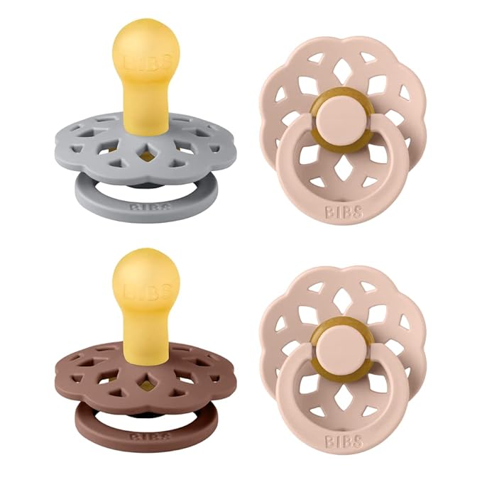 BIBS Boheme Soother 4-Pack | BPA Free Dummy Pacifier | Round Nipple | Natural by BIBS