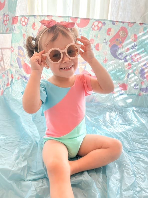 Toddler Girl Baby Ruffles Mermaid Fish Scale Swimsuit One Piece Swimwear - Image 2